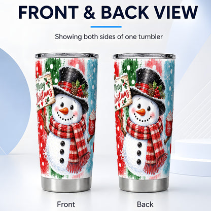 #pl[20oz|Steel] Christmas Snowman Tumbler 20oz, Holiday Tumbler, Stainless Travel Cup
