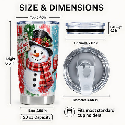 #pl[20oz|Steel] Christmas Snowman Tumbler 20oz, Holiday Tumbler, Stainless Travel Cup