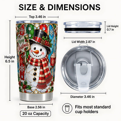#pl[20oz|Steel] Snowman Tumbler 20oz, Glass Style Tumbler, Stainless Steel Travel Cup
