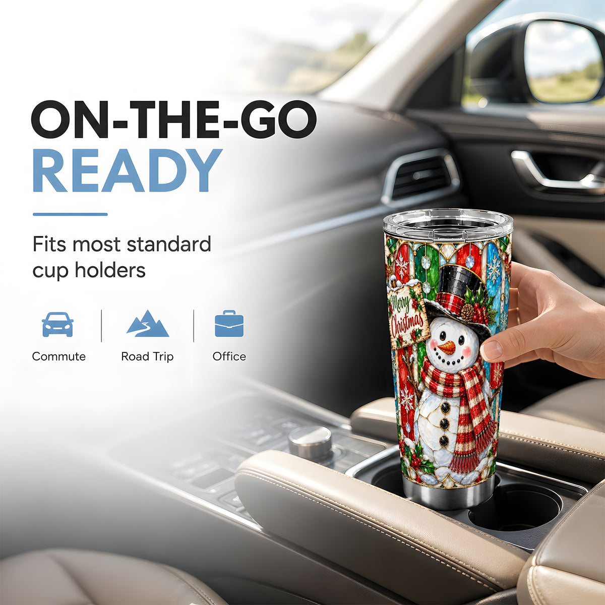 #pl[20oz|Steel] Snowman Tumbler 20oz, Glass Style Tumbler, Stainless Steel Travel Cup