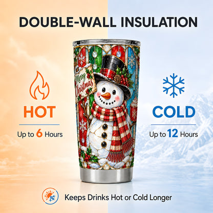 #pl[20oz|Steel] Snowman Tumbler 20oz, Glass Style Tumbler, Stainless Steel Travel Cup