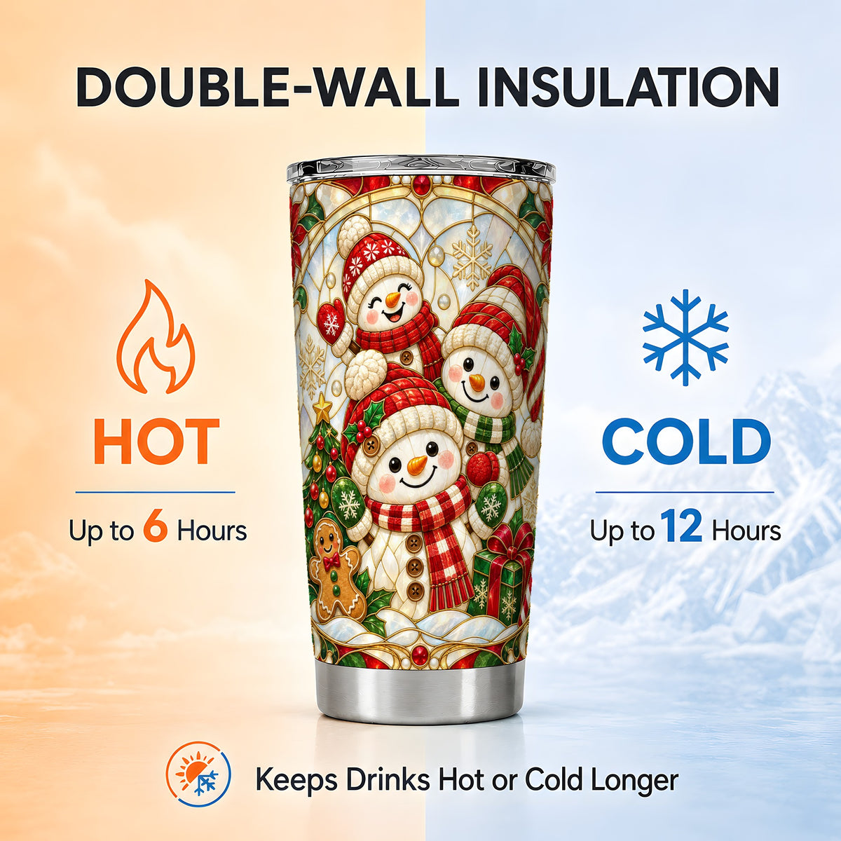 #pl[20oz|Steel] Snowman Family Tumbler 20oz, Christmas Tumbler, Stainless Steel Travel Cup