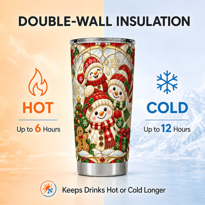 #pl[20oz|Steel] Snowman Family Tumbler 20oz, Christmas Tumbler, Stainless Steel Travel Cup