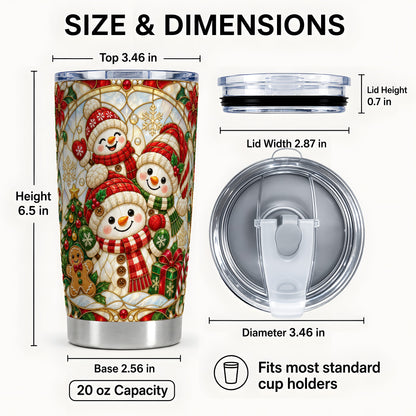 #pl[20oz|Steel] Snowman Family Tumbler 20oz, Christmas Tumbler, Stainless Steel Travel Cup