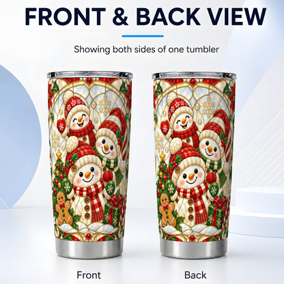 #pl[20oz|Steel] Snowman Family Tumbler 20oz, Christmas Tumbler, Stainless Steel Travel Cup