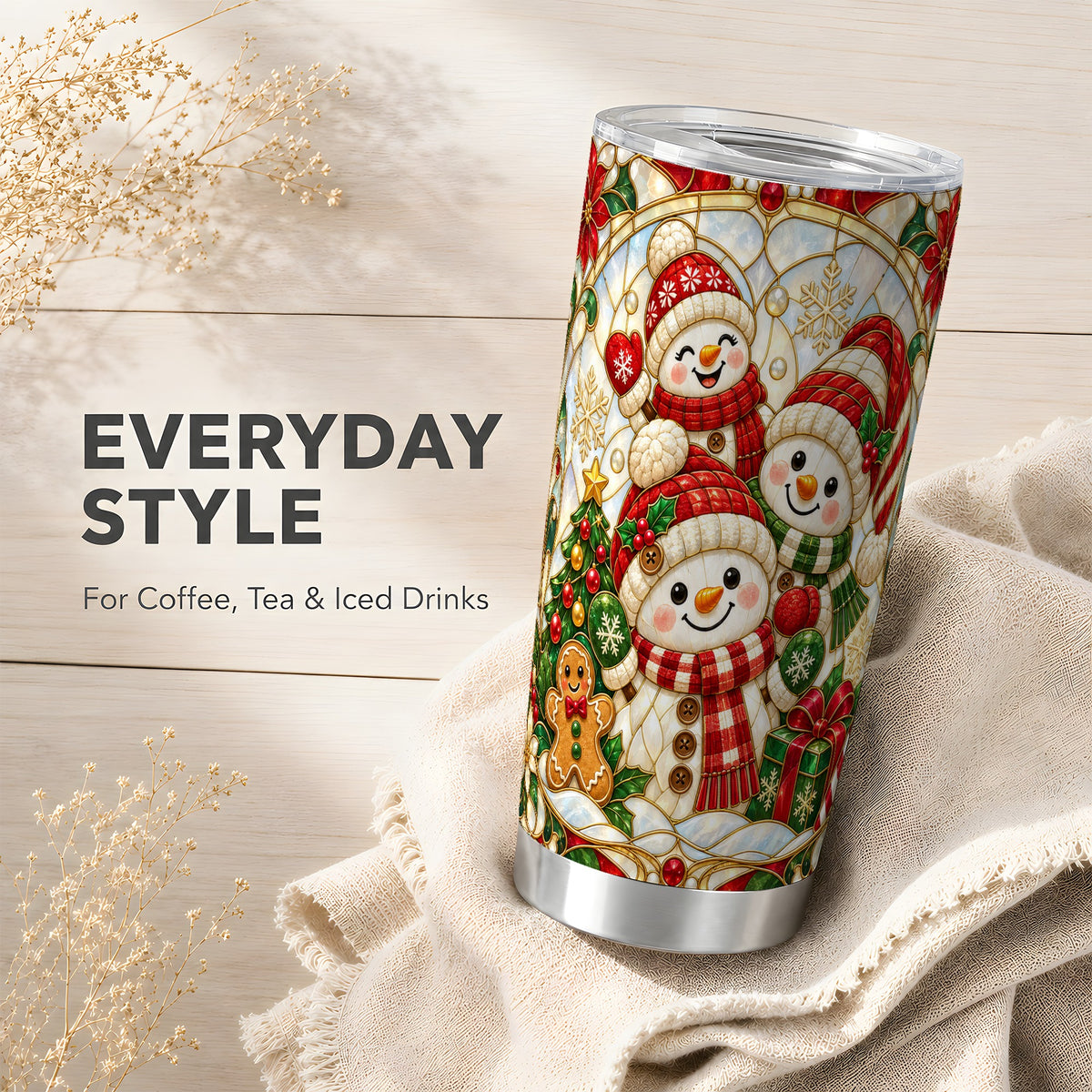 #pl[20oz|Steel] Snowman Family Tumbler 20oz, Christmas Tumbler, Stainless Steel Travel Cup