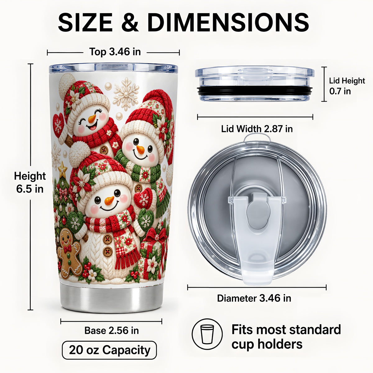 #pl[20oz|Steel] Knitted Snowman Tumbler 20oz, Christmas Tumbler, Stainless Steel Travel Cup
