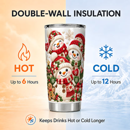#pl[20oz|Steel] Knitted Snowman Tumbler 20oz, Christmas Tumbler, Stainless Steel Travel Cup