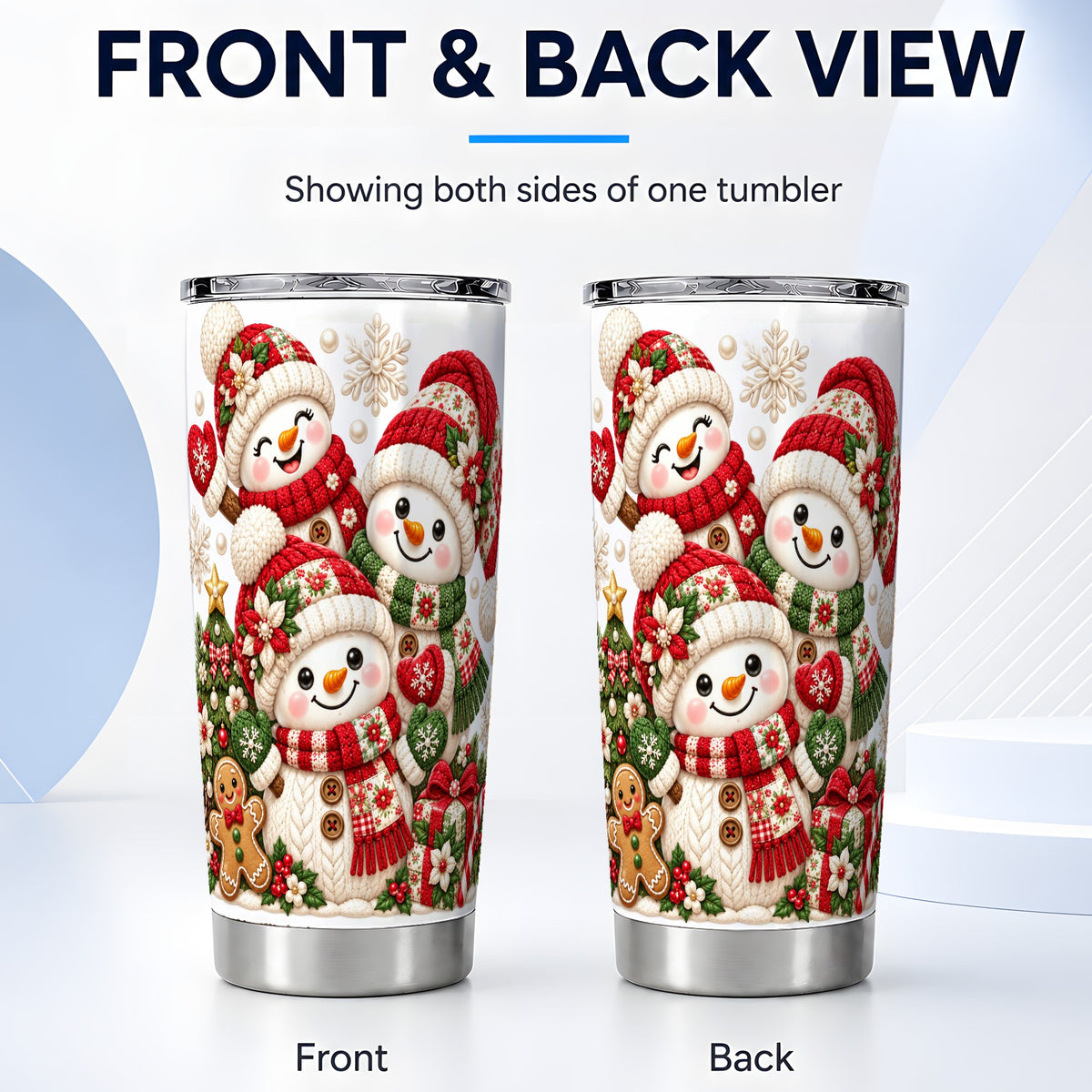 #pl[20oz|Steel] Knitted Snowman Tumbler 20oz, Christmas Tumbler, Stainless Steel Travel Cup