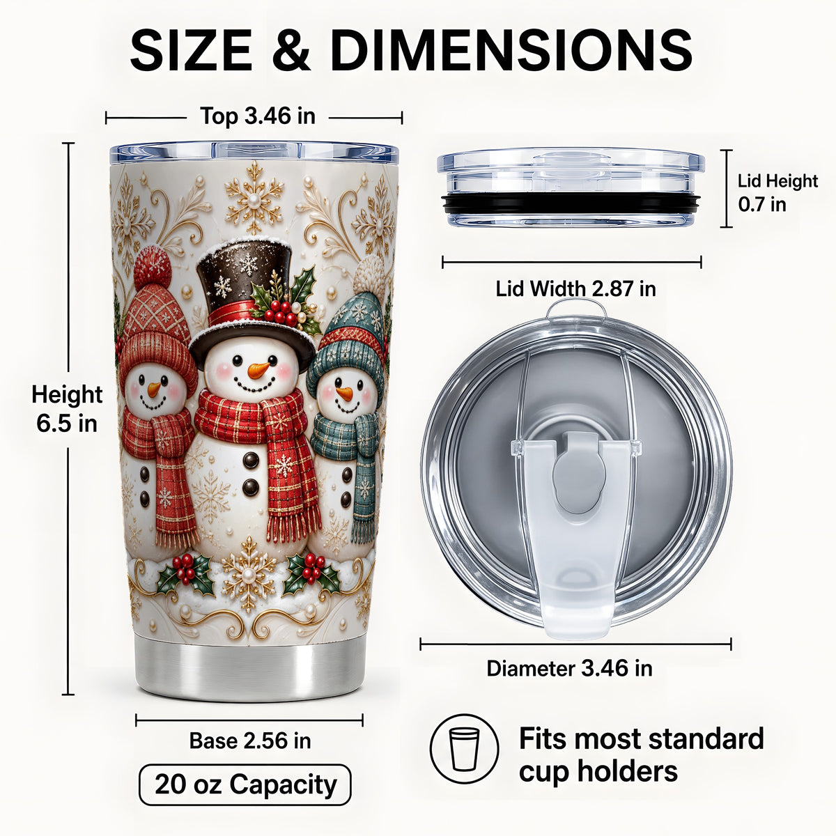 #pl[20oz|Steel] Snowman Trio Tumbler 20oz, Plaid Tumbler, Stainless Steel Travel Cup