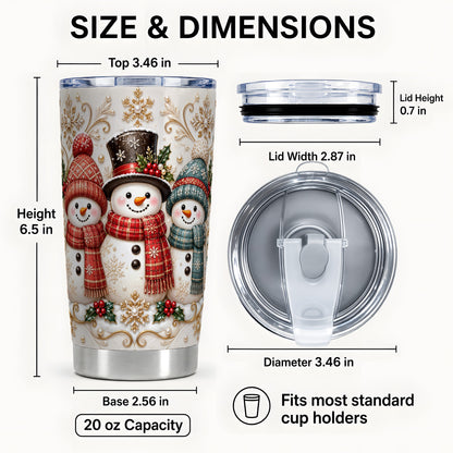 #pl[20oz|Steel] Snowman Trio Tumbler 20oz, Plaid Tumbler, Stainless Steel Travel Cup