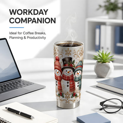 #pl[20oz|Steel] Snowman Trio Tumbler 20oz, Plaid Tumbler, Stainless Steel Travel Cup