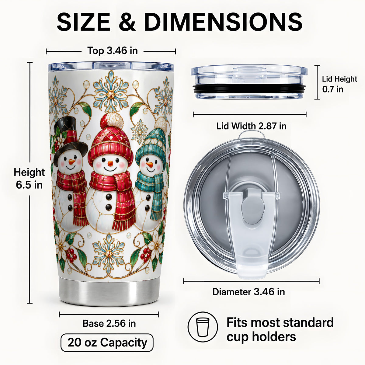#pl[20oz|Steel] Glass Style Snowman Tumbler 20oz, Christmas Tumbler, Steel Travel Cup