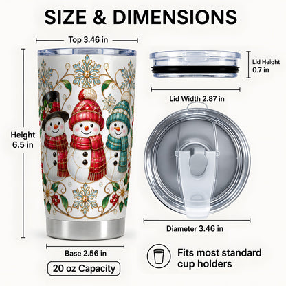 #pl[20oz|Steel] Glass Style Snowman Tumbler 20oz, Christmas Tumbler, Steel Travel Cup
