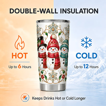 #pl[20oz|Steel] Glass Style Snowman Tumbler 20oz, Christmas Tumbler, Steel Travel Cup