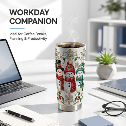 #pl[20oz|Steel] Glass Style Snowman Tumbler 20oz, Christmas Tumbler, Steel Travel Cup