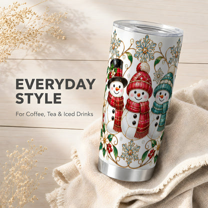 #pl[20oz|Steel] Glass Style Snowman Tumbler 20oz, Christmas Tumbler, Steel Travel Cup