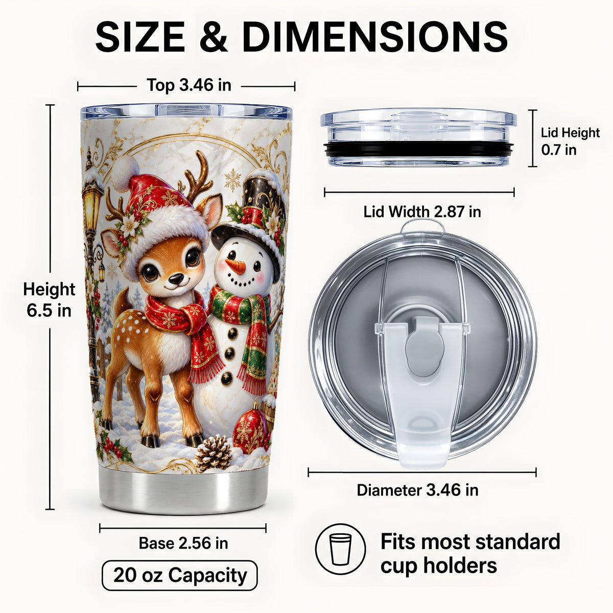#pl[20oz|Steel] Reindeer Snowman Tumbler 20oz, Christmas Tumbler, Steel Travel Cup