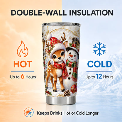 #pl[20oz|Steel] Reindeer Snowman Tumbler 20oz, Christmas Tumbler, Steel Travel Cup