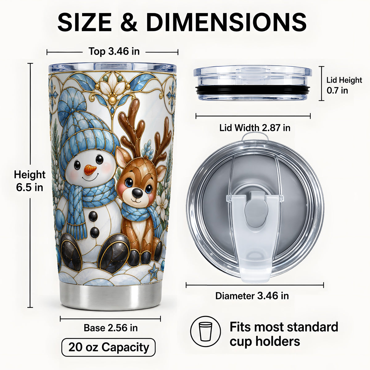 #pl[20oz|Steel] Snowman Reindeer Tumbler 20oz, Blue Winter Tumbler, Stainless Travel Cup