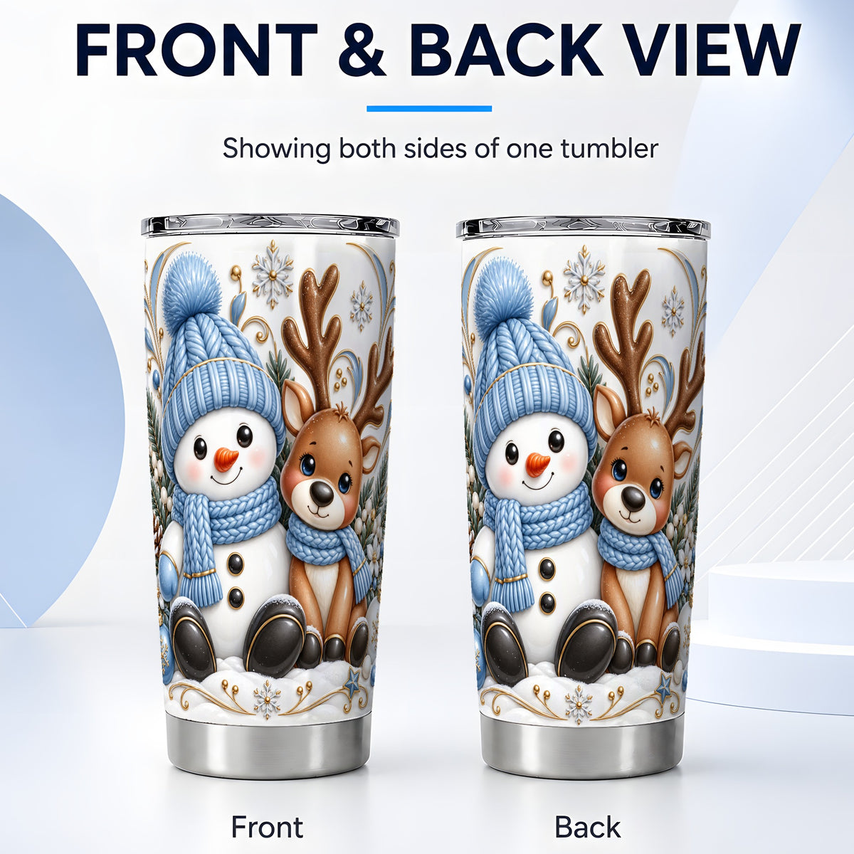 #pl[20oz|Steel] Snowman Reindeer Tumbler 20oz, Cozy Winter Tumbler, Stainless Travel Cup