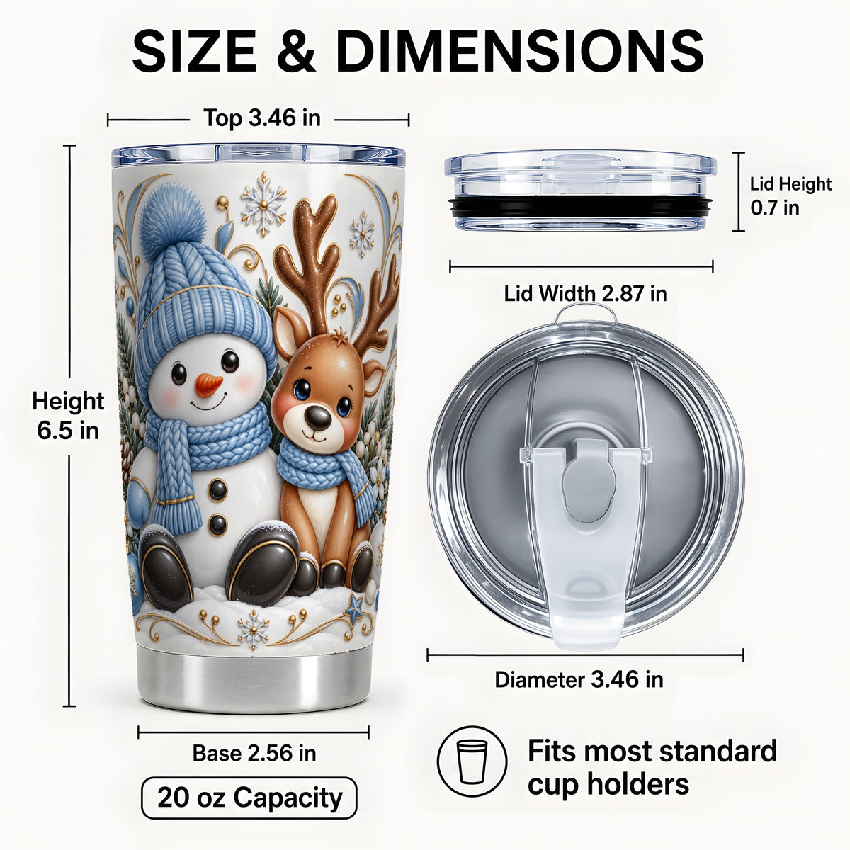 #pl[20oz|Steel] Snowman Reindeer Tumbler 20oz, Cozy Winter Tumbler, Stainless Travel Cup