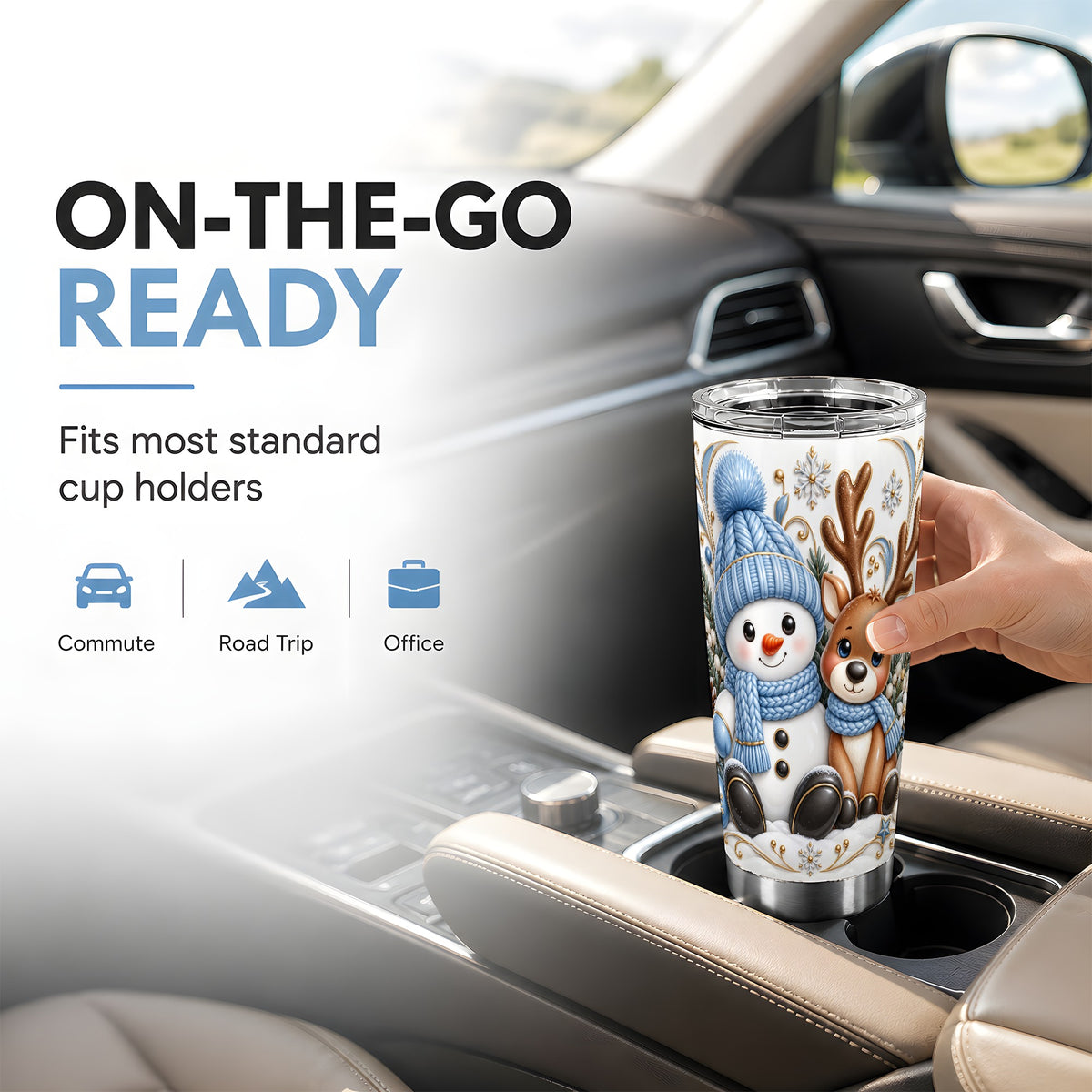 #pl[20oz|Steel] Snowman Reindeer Tumbler 20oz, Cozy Winter Tumbler, Stainless Travel Cup
