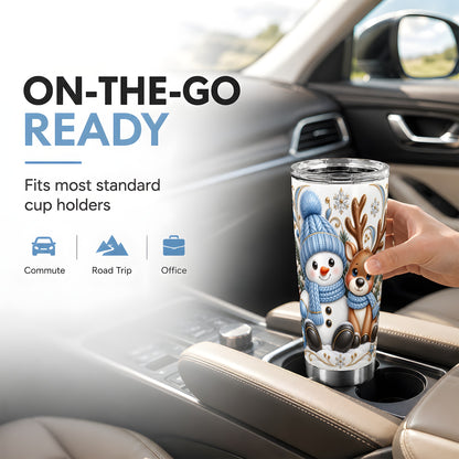 #pl[20oz|Steel] Snowman Reindeer Tumbler 20oz, Cozy Winter Tumbler, Stainless Travel Cup