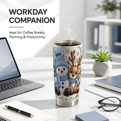 #pl[20oz|Steel] Snowman Reindeer Tumbler 20oz, Cozy Winter Tumbler, Stainless Travel Cup