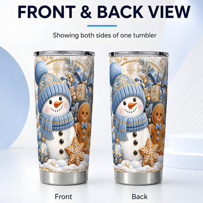#pl[20oz|Steel] Snowman Gingerbread Tumbler 20oz, Holiday Tumbler, Stainless Travel Cup