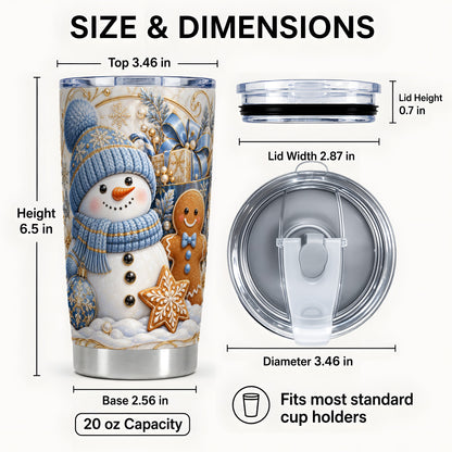 #pl[20oz|Steel] Snowman Gingerbread Tumbler 20oz, Holiday Tumbler, Stainless Travel Cup