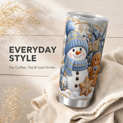 #pl[20oz|Steel] Snowman Gingerbread Tumbler 20oz, Holiday Tumbler, Stainless Travel Cup