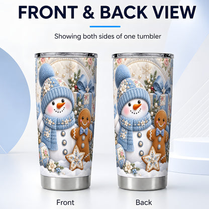 #pl[20oz|Steel] Snowman Gingerbread Tumbler 20oz, Winter Tumbler, Stainless Steel Cup