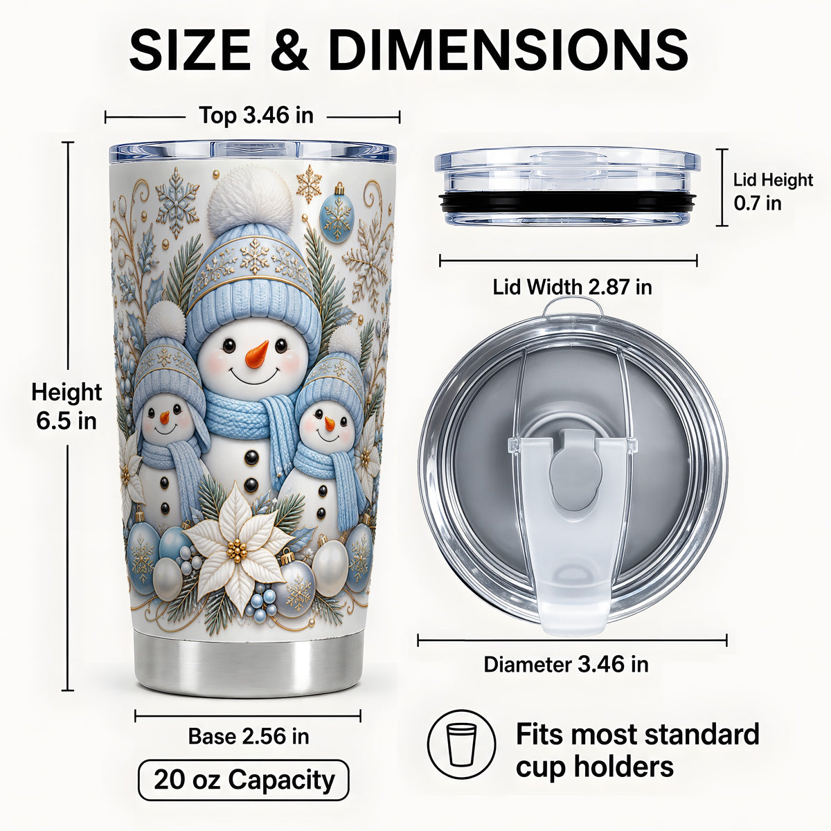 #pl[20oz|Steel] Snowman Family Tumbler 20oz, Winter Tumbler, Stainless Steel Travel Cup