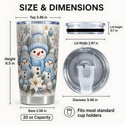 #pl[20oz|Steel] Snowman Family Tumbler 20oz, Winter Tumbler, Stainless Steel Travel Cup