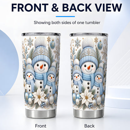 #pl[20oz|Steel] Snowman Family Tumbler 20oz, Winter Tumbler, Stainless Steel Travel Cup
