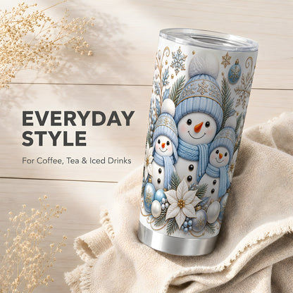 #pl[20oz|Steel] Snowman Family Tumbler 20oz, Winter Tumbler, Stainless Steel Travel Cup