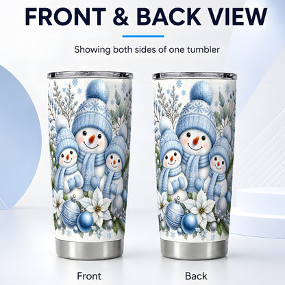 #pl[20oz|Steel] Snowman Family Tumbler 20oz, Watercolor Tumbler, Stainless Steel Travel Cup