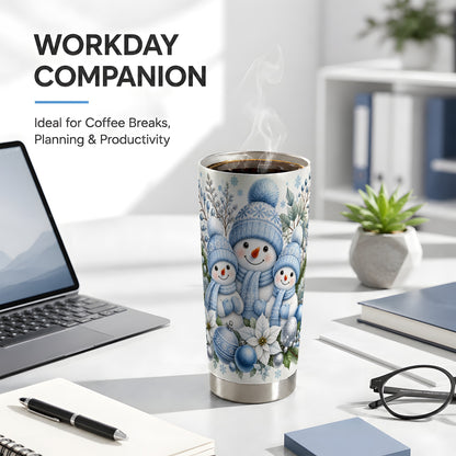 #pl[20oz|Steel] Snowman Family Tumbler 20oz, Watercolor Tumbler, Stainless Steel Travel Cup
