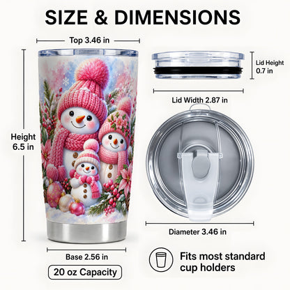 #pl[20oz|Steel] Snowman Family Tumbler 20oz, Winter Tumbler, Stainless Steel Travel Cup
