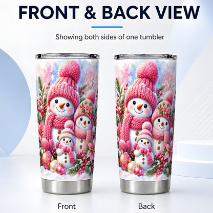 #pl[20oz|Steel] Snowman Family Tumbler 20oz, Winter Tumbler, Stainless Steel Travel Cup