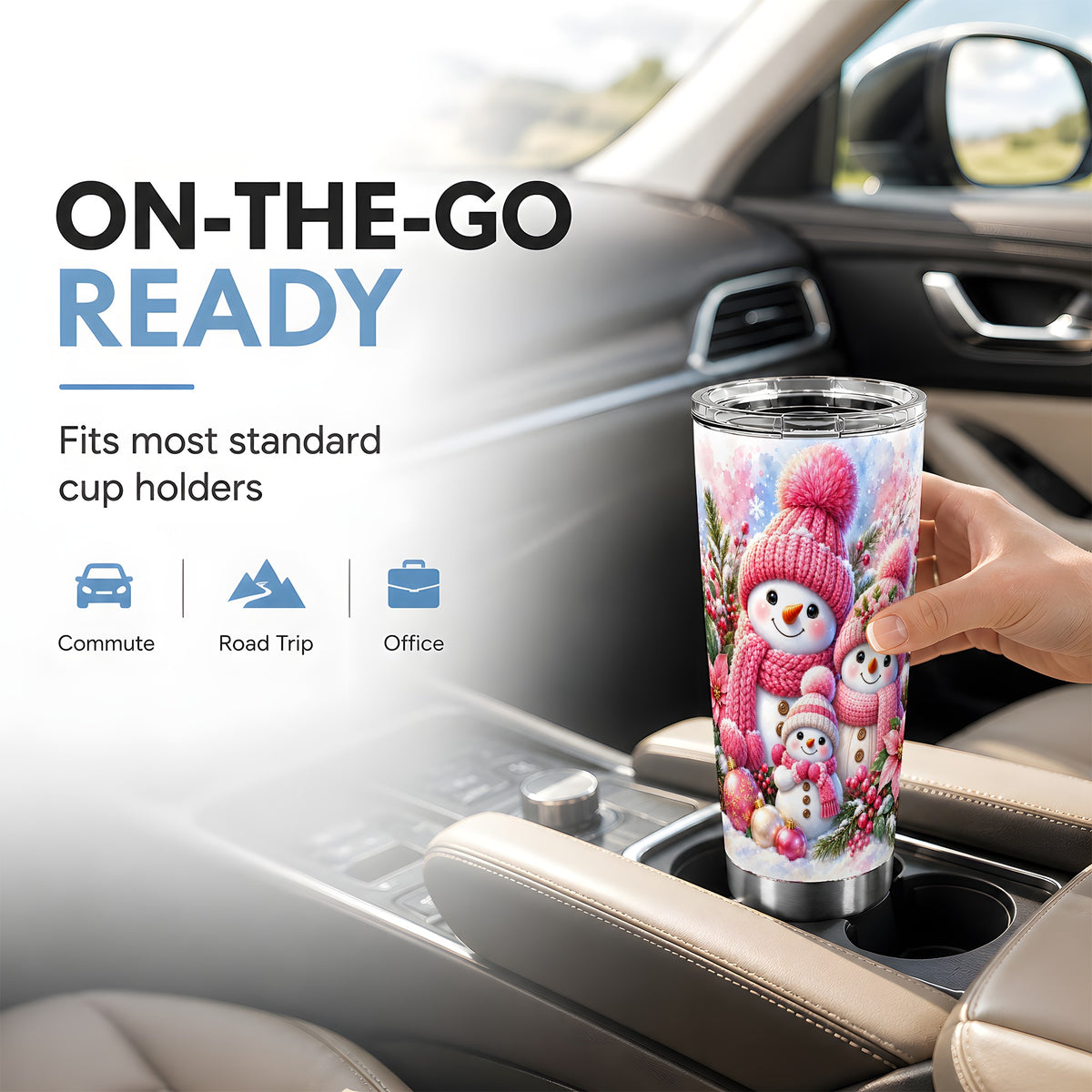 #pl[20oz|Steel] Snowman Family Tumbler 20oz, Winter Tumbler, Stainless Steel Travel Cup