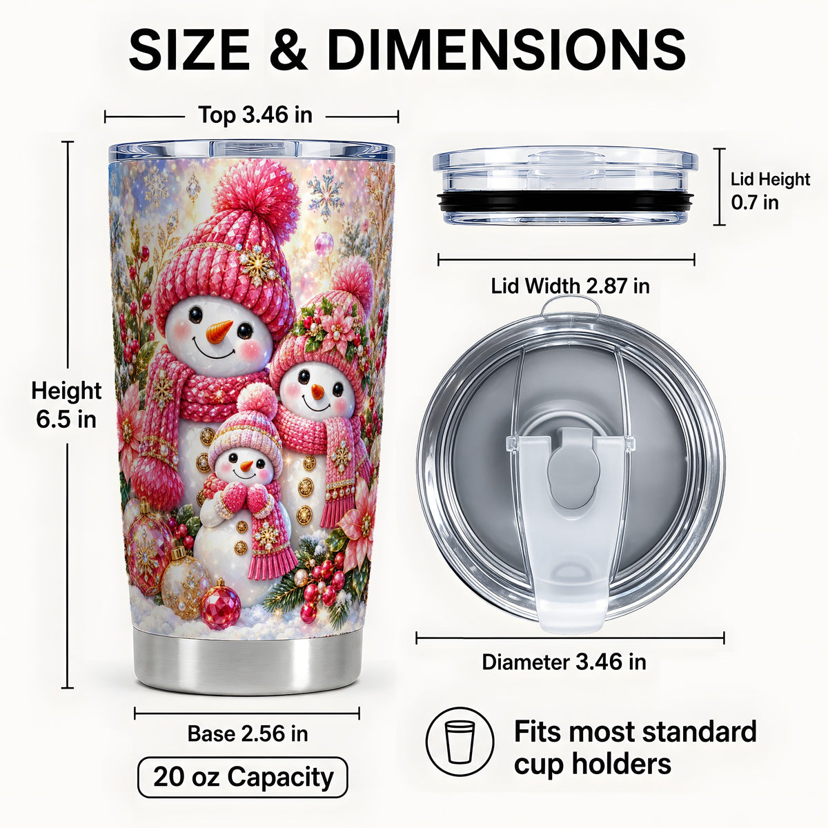 #pl[20oz|Steel] Jeweled Snowman Tumbler 20oz, Winter Tumbler, Stainless Steel Travel Cup