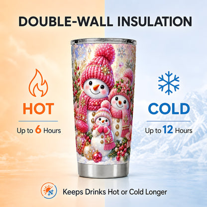 #pl[20oz|Steel] Jeweled Snowman Tumbler 20oz, Winter Tumbler, Stainless Steel Travel Cup