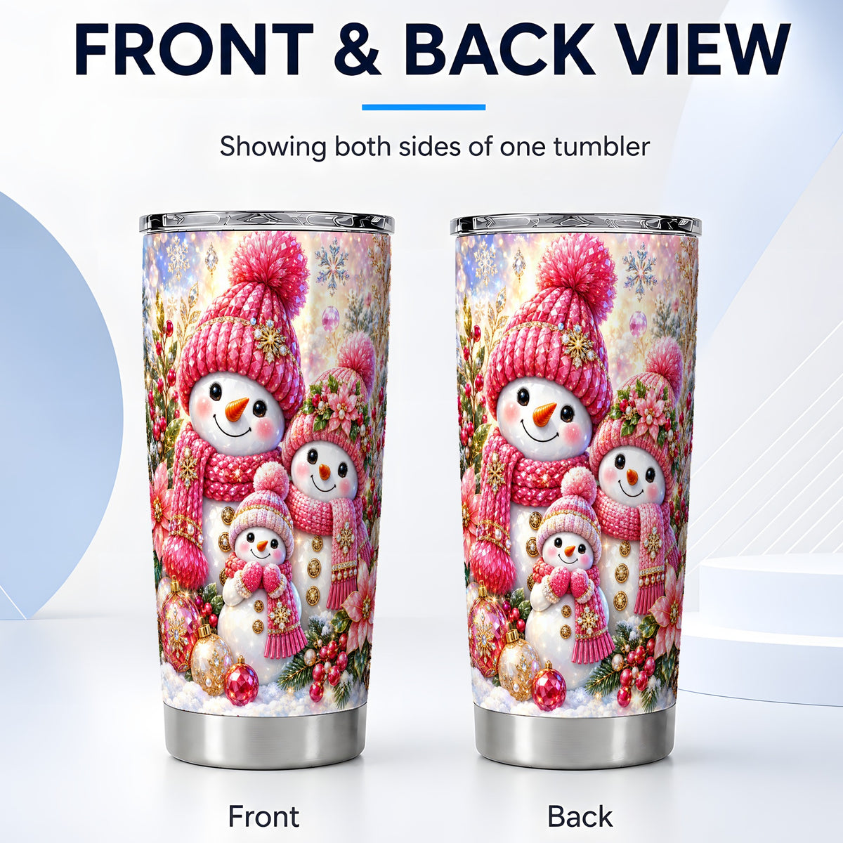 #pl[20oz|Steel] Jeweled Snowman Tumbler 20oz, Winter Tumbler, Stainless Steel Travel Cup