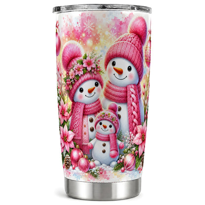 Christmas Snowman Tumbler 20oz, Family Tumbler, Stainless Steel Travel Cup
