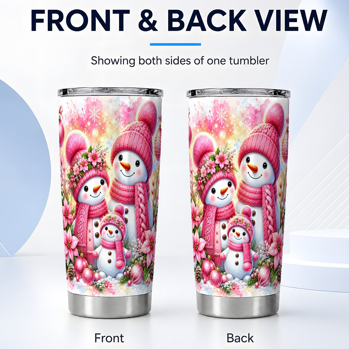 #pl[20oz|Steel] Christmas Snowman Tumbler 20oz, Family Tumbler, Stainless Steel Travel Cup