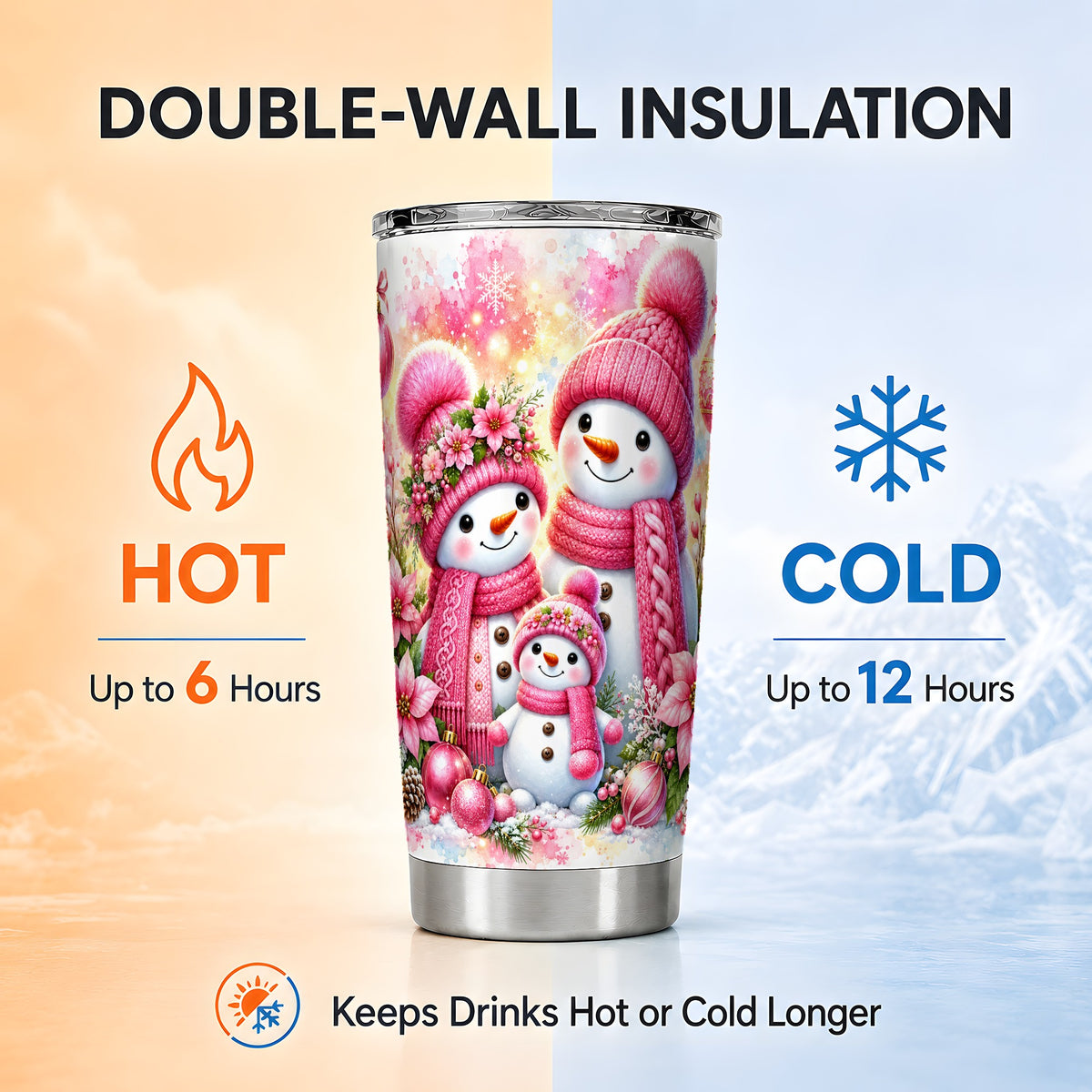 #pl[20oz|Steel] Christmas Snowman Tumbler 20oz, Family Tumbler, Stainless Steel Travel Cup