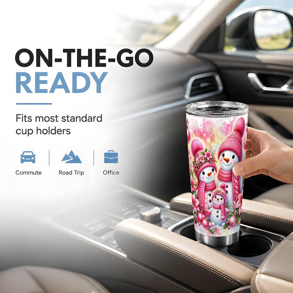 #pl[20oz|Steel] Christmas Snowman Tumbler 20oz, Family Tumbler, Stainless Steel Travel Cup
