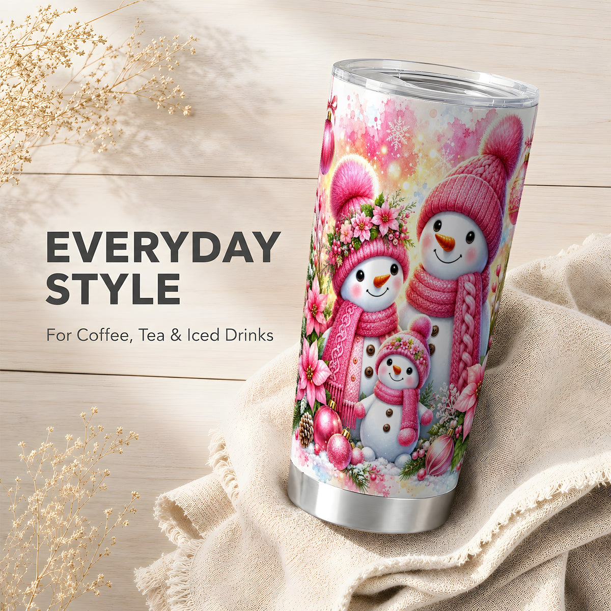 #pl[20oz|Steel] Christmas Snowman Tumbler 20oz, Family Tumbler, Stainless Steel Travel Cup